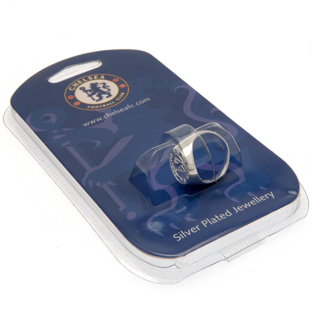 Chelsea FC Silver Plated Crest Ring Small