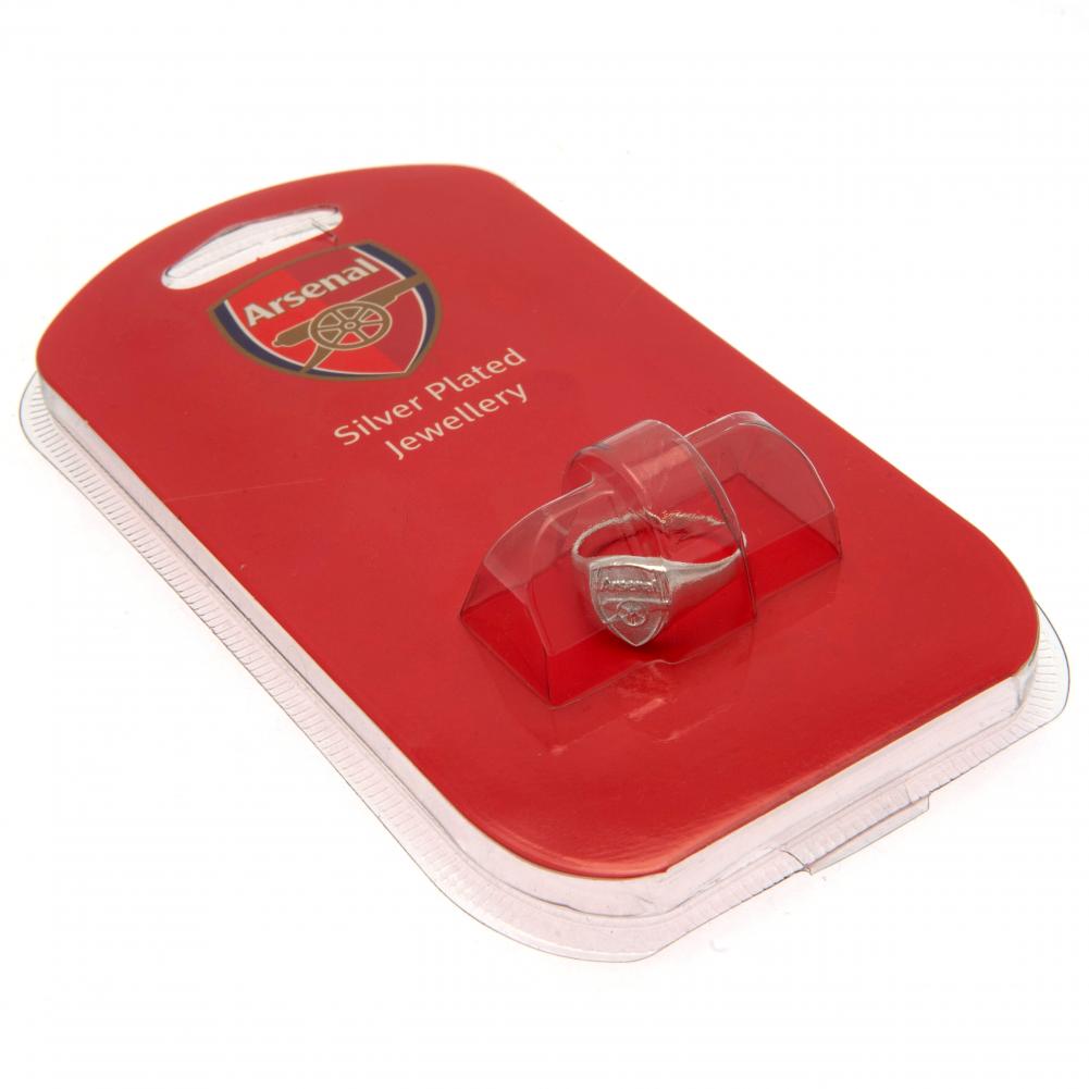 Arsenal FC Silver Plated Crest Ring Large